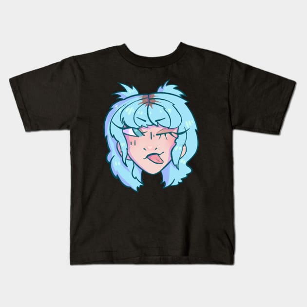 Blue Haired Girl Kids T-Shirt by novembersgirl